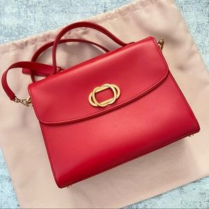 Stuart Weitzman Red Smooth Leather Adelina Top Handle 2 Way Satchel